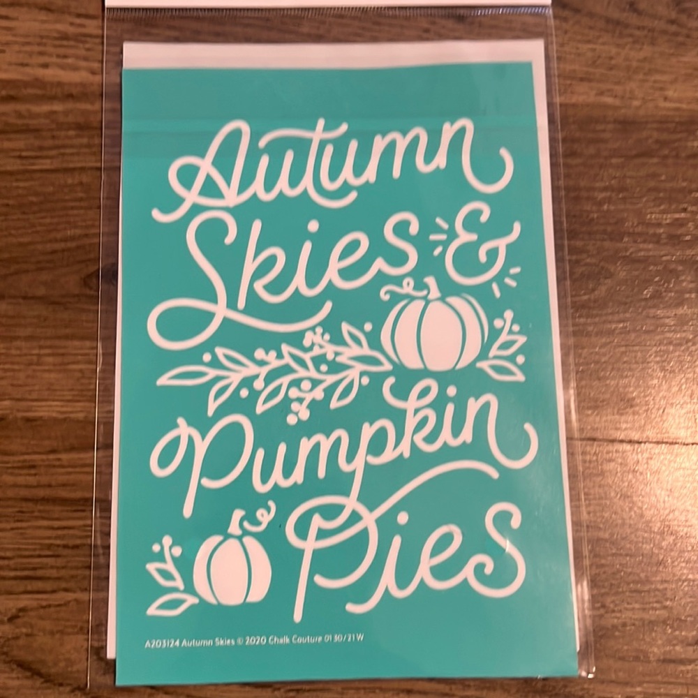 Autumn Skies & Pumpkin Pies Chalk Couture Transfer Size A